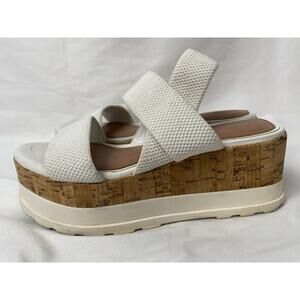 Gianni Bini Briarre Platform Wedge White Cork Sandals Womens Size 6M